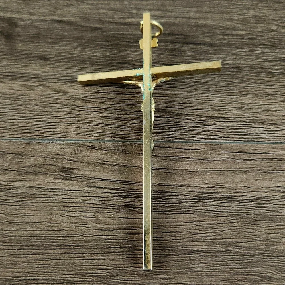 Large Vintage INRI Crucifix Pendant 3.5